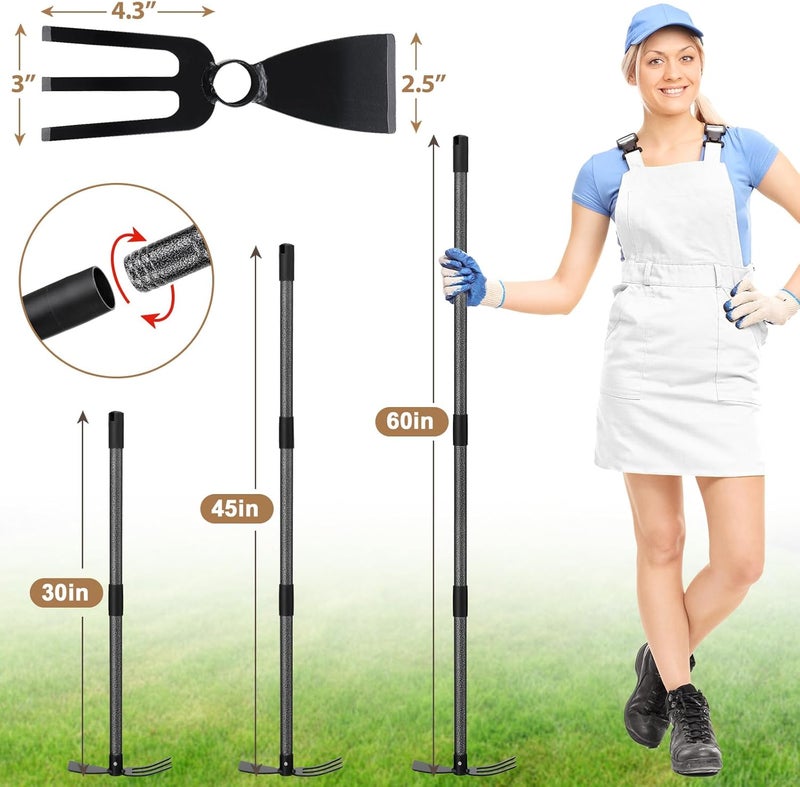 Coconut Hoe Garden Tool, 60 Inch Garden Hoe Long Handle for Weeding, Hoe Cultivator 2 in 1 Hand Garden Tools for Gardening Planting - Image 5